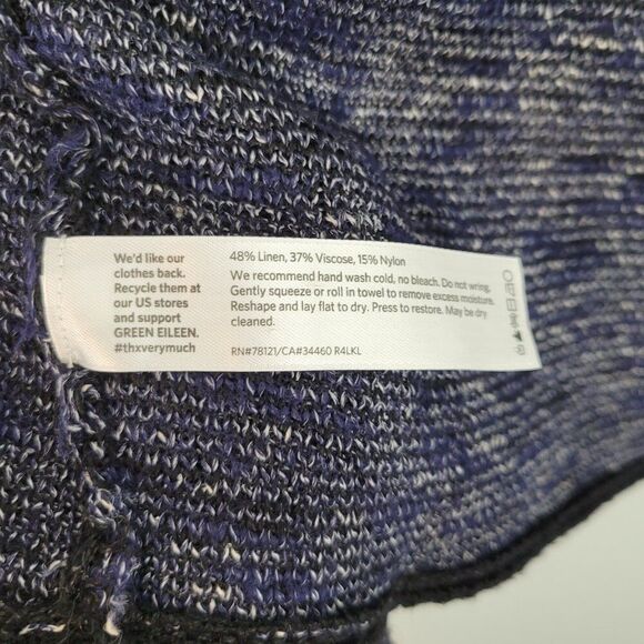 Eileen Fisher Linen Blend Italian Yarn Open Front Cardigan Long Line Blue XL - Picture 12 of 13